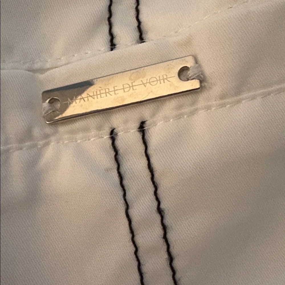 Maniere De Voir White Nylon Contrast Stitch Track Pants - Picture 7 of 9